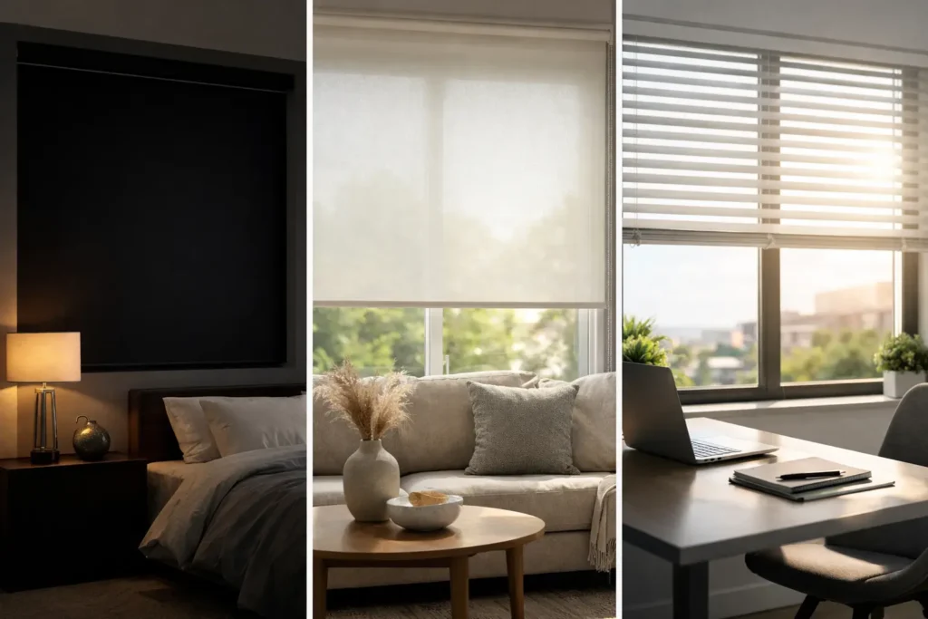 Blackout total ou screen para cada ambiente